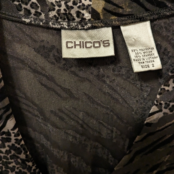 Chico's Leopard Print Longline Button Up Velvet Cardigan - Picture 11 of 12
